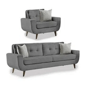 Home Square Juego de muebles de 2 piezas con sofá y silla en azul marino