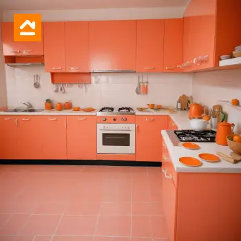 cocina-con-muebles-de-melamina-naranja-coral