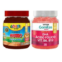 PACK 2 GOMITAS HIERRO NIÑOS + DHA ACIDO FOLICO 260 UND