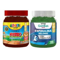 PACK 2 GOMITAS HIERRO NIÑOS + ESPIRULINA ADULTOS 260 UND