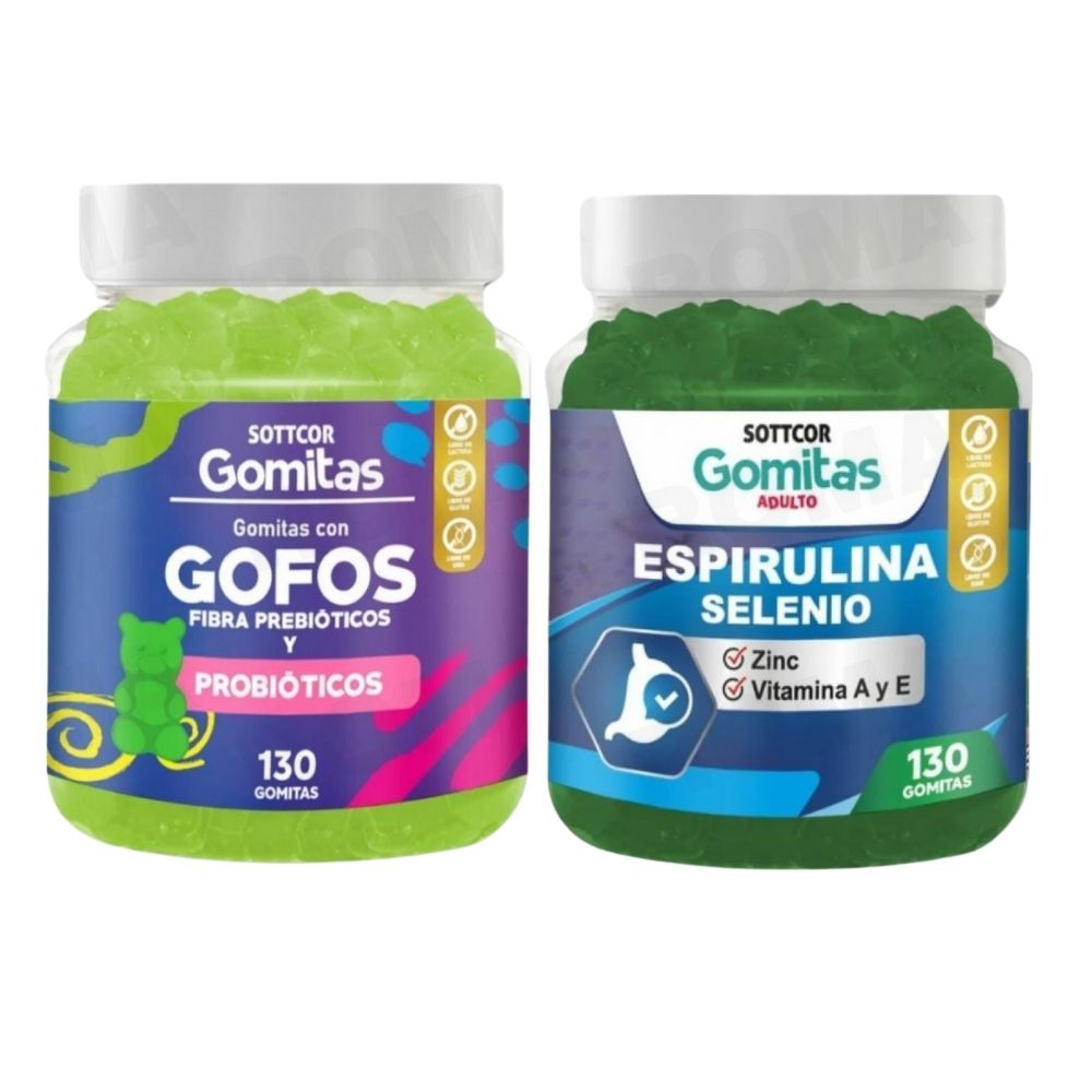 PACK 2 GOMITAS GOFOS PARA NIÑOS + ESPIRULINA ADULTOS 260 UND PACK 2 GOMITAS GOFOS PARA NIÑOS + ESPIRULINA ADULTOS 260 UND