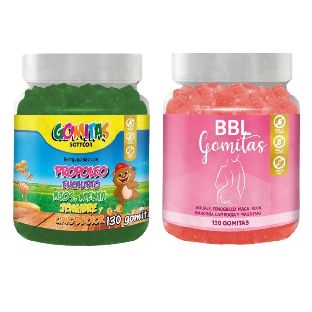 PACK 2 GOMITAS PROPÓLEO NIÑOS 130UND + GOMITAS AGUAJE BBL 130UND PACK 2 GOMITAS PROPÓLEO NIÑOS 130UND + GOMITAS AGUAJE BBL 130UND