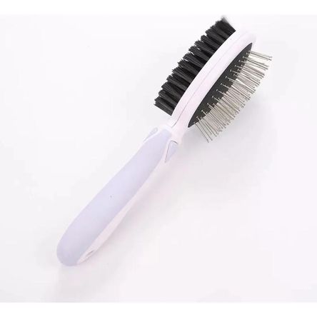 CEPILLO PARA MASCOTA PERRO GATO DOBLE CARA GRIS
