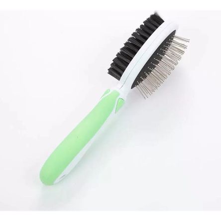 CEPILLO PARA MASCOTA PERRO GATO DOBLE CARA VERDE