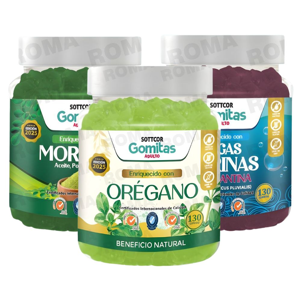PACK 3 GOMITAS MORINGA + ALGAS MARINAS + ORÉGANO SOTTCOR PACK 3 GOMITAS MORINGA + ALGAS MARINAS + ORÉGANO SOTTCOR