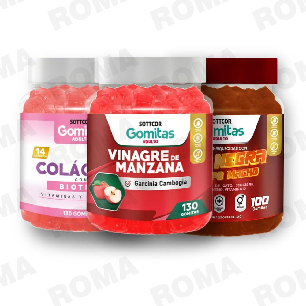 PACK 3 GOMITAS VINAGRE DE MANZANA, COLAGENO Y MACA NEGRA SOTTCOR LABS PACK GOMITAS VINAGRE DE MANZANA, GOMITAS COLAGENO Y GOMITAS MACA NEGRA PACK 3 GOMITAS VINAGRE DE MANZANA, COLAGENO Y MACA NEGRA SOTTCOR LABS PACK GOMITAS VINAGRE DE MANZANA, GOMITAS COLAGENO Y GOMITAS MACA NEGRA