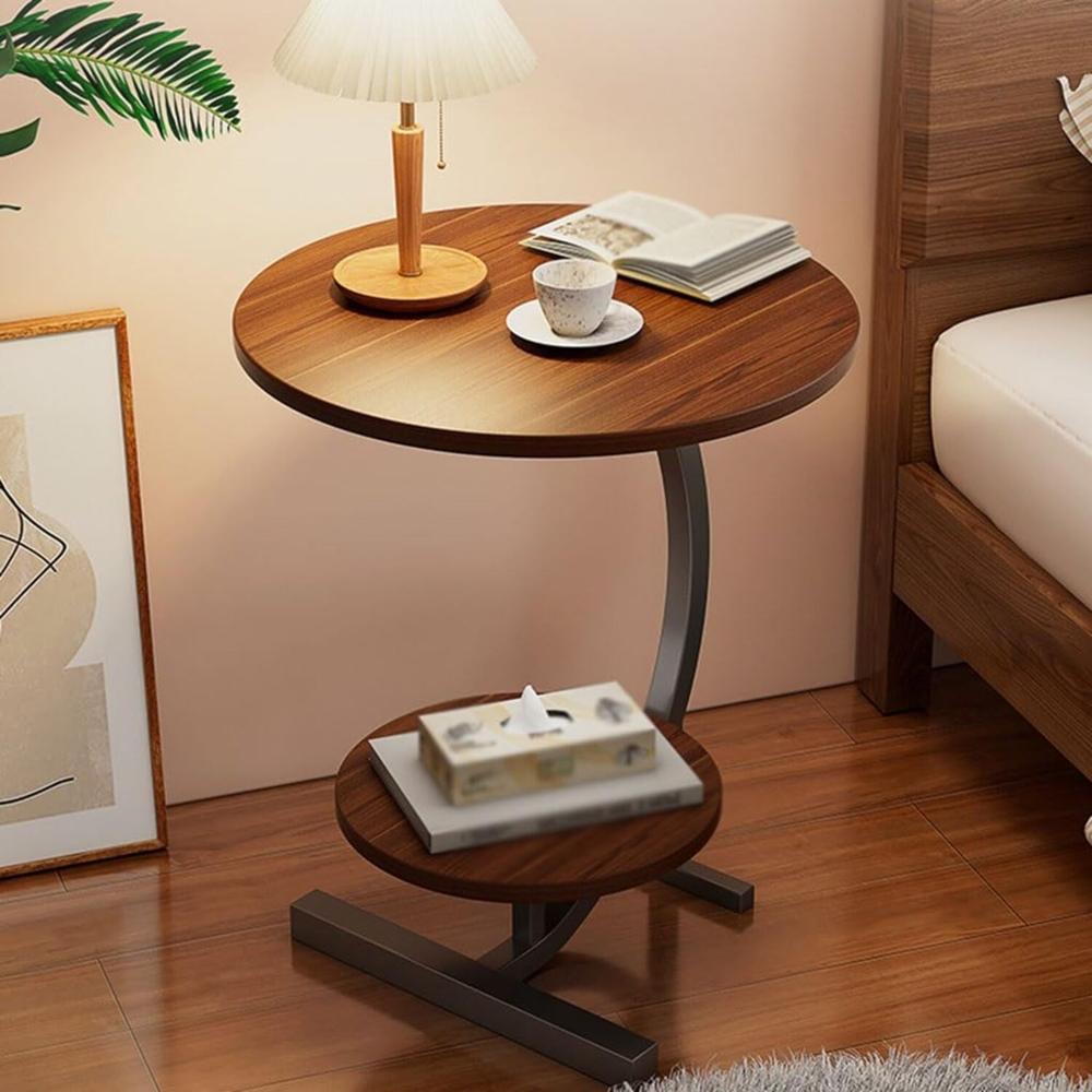 Mesa De Centro Sala De Estar Minimalista Elegante Redonda Marron
