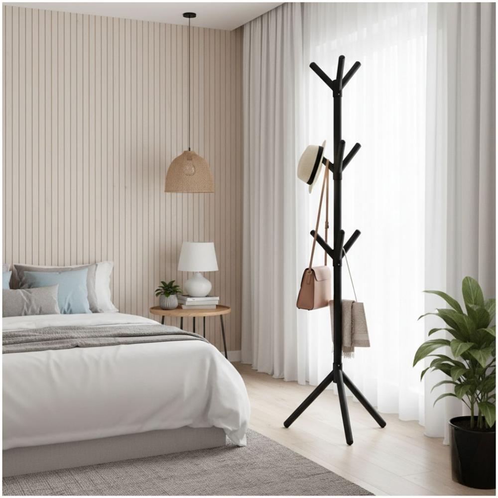 Perchero de Pie Estante Organizador Colgador de Ropa 160cm Negro