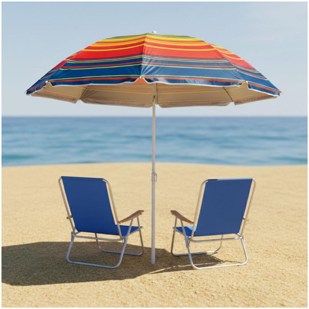Sombrilla de Playa Portátil Ajustable 185x170cm Diseño Playero Aleatorio