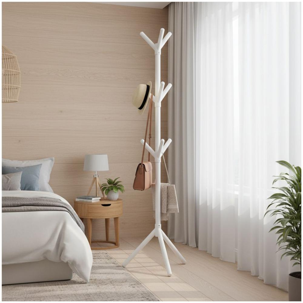 Perchero de Pie Estante Organizador Colgador de Ropa 160cm Blanco