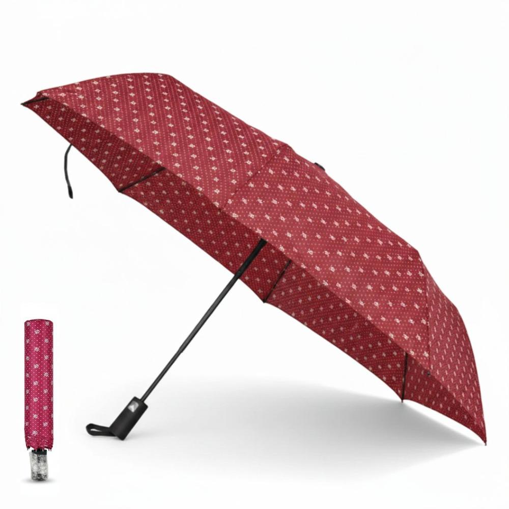 Paragua Sombrilla de mano Plegable Para Sol y Lluvia 100cm Apertura Automática Protección UV Rojo