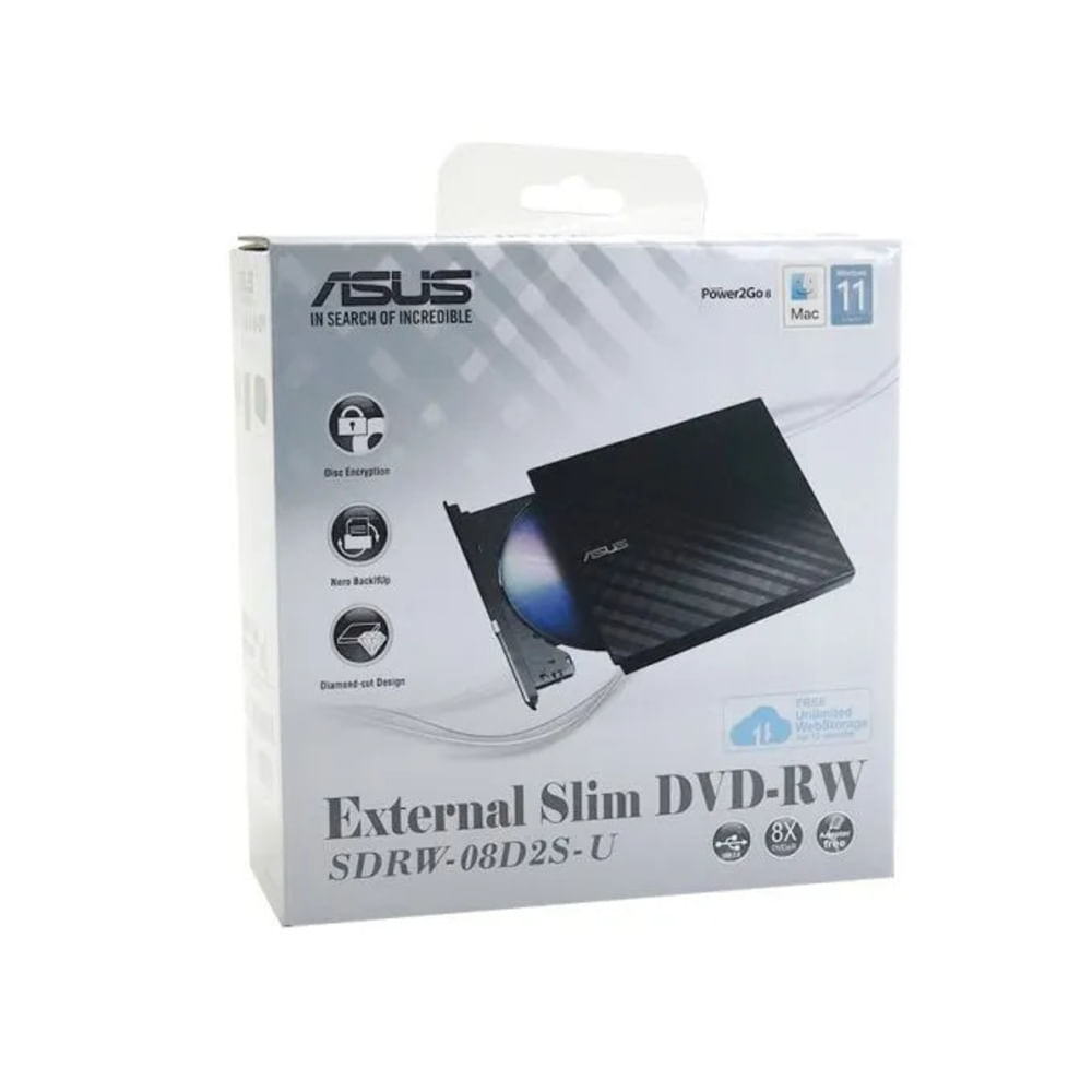 Lectora Externa ASUS Slim CD - DVD USB SDRW-08D2S-U