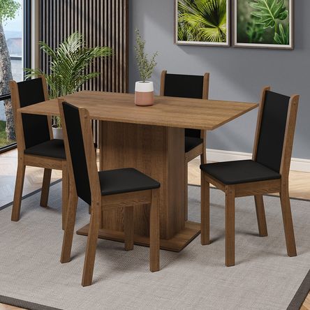 Juego de Comedor Tina con 4 Sillas Marrón y Negro