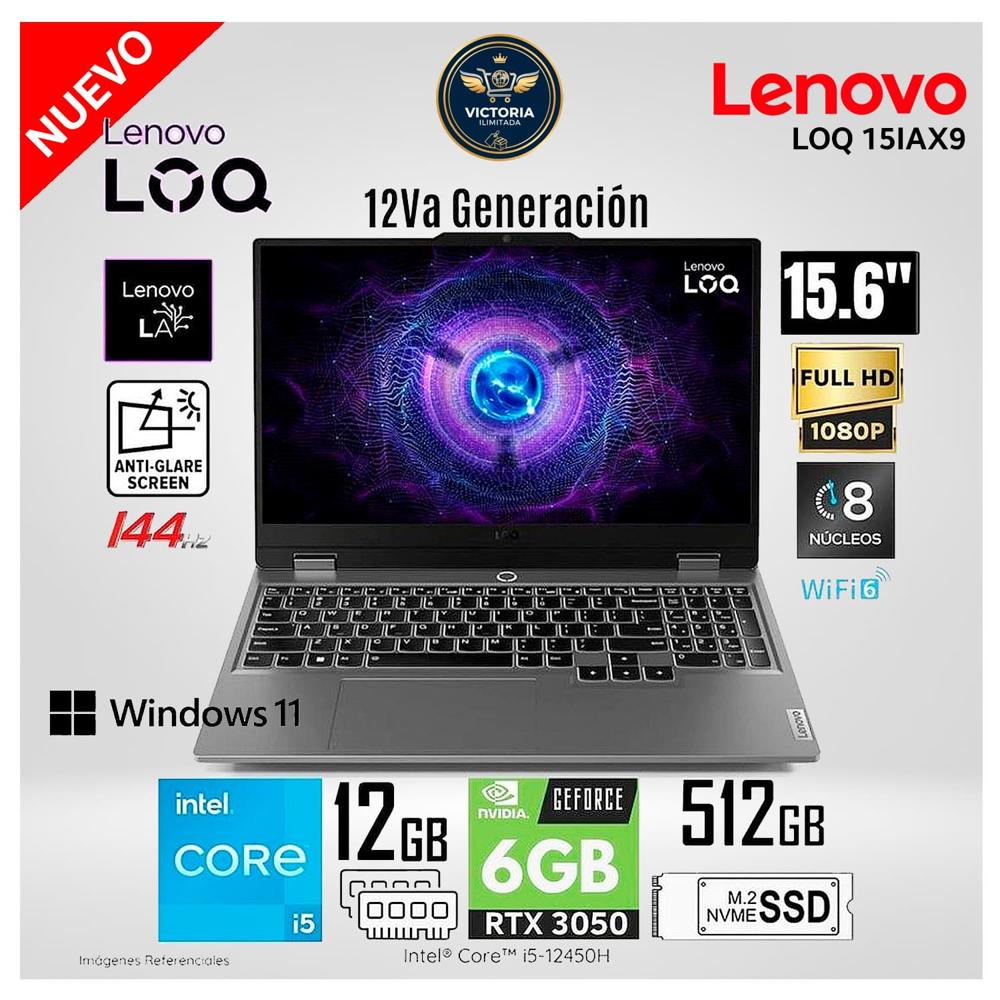 Laptop Lenovo LOQ Intel Core i5-12450HX 12GB RAM 512GB SSD RTX 3050 6GB 15.6 FHD IPS 83GS00JULM