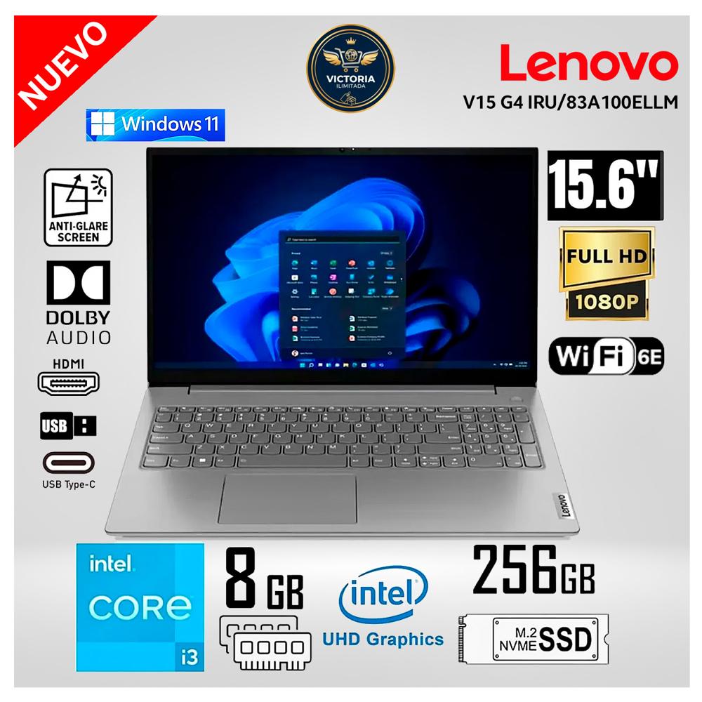 Laptop Lenovo V15 G4 IRU Intel Core i3-1315U 8GB RAM 256GB SSD 15.6 FHD - 83A100ELLM