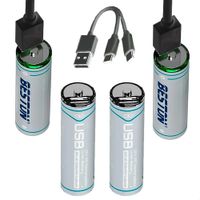 4 Baterias de Litio Recargable AA Pila 1.5V 2200mWh BESTON USB TIPO C