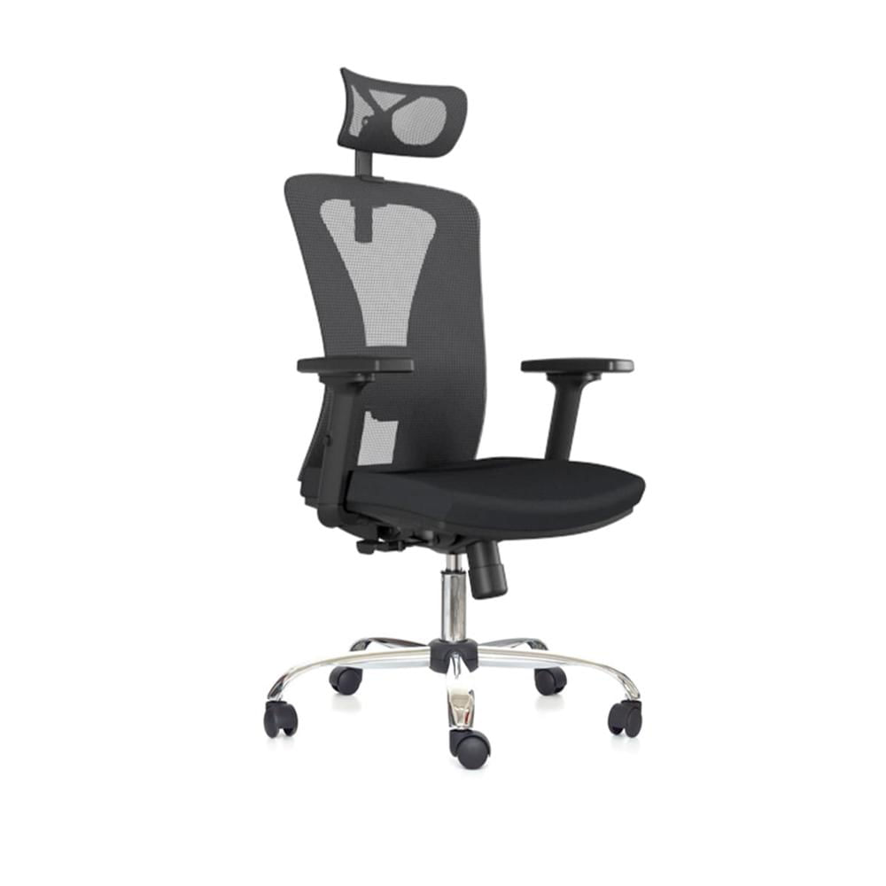 Silla Ergonómica Versalles Presidente Brazos 3D Cromado Negro Ofideas