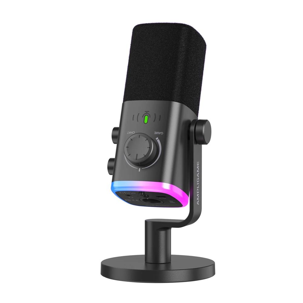 Micrófono Fifine Ampligame AM9 RGB XLR/USB - Negro