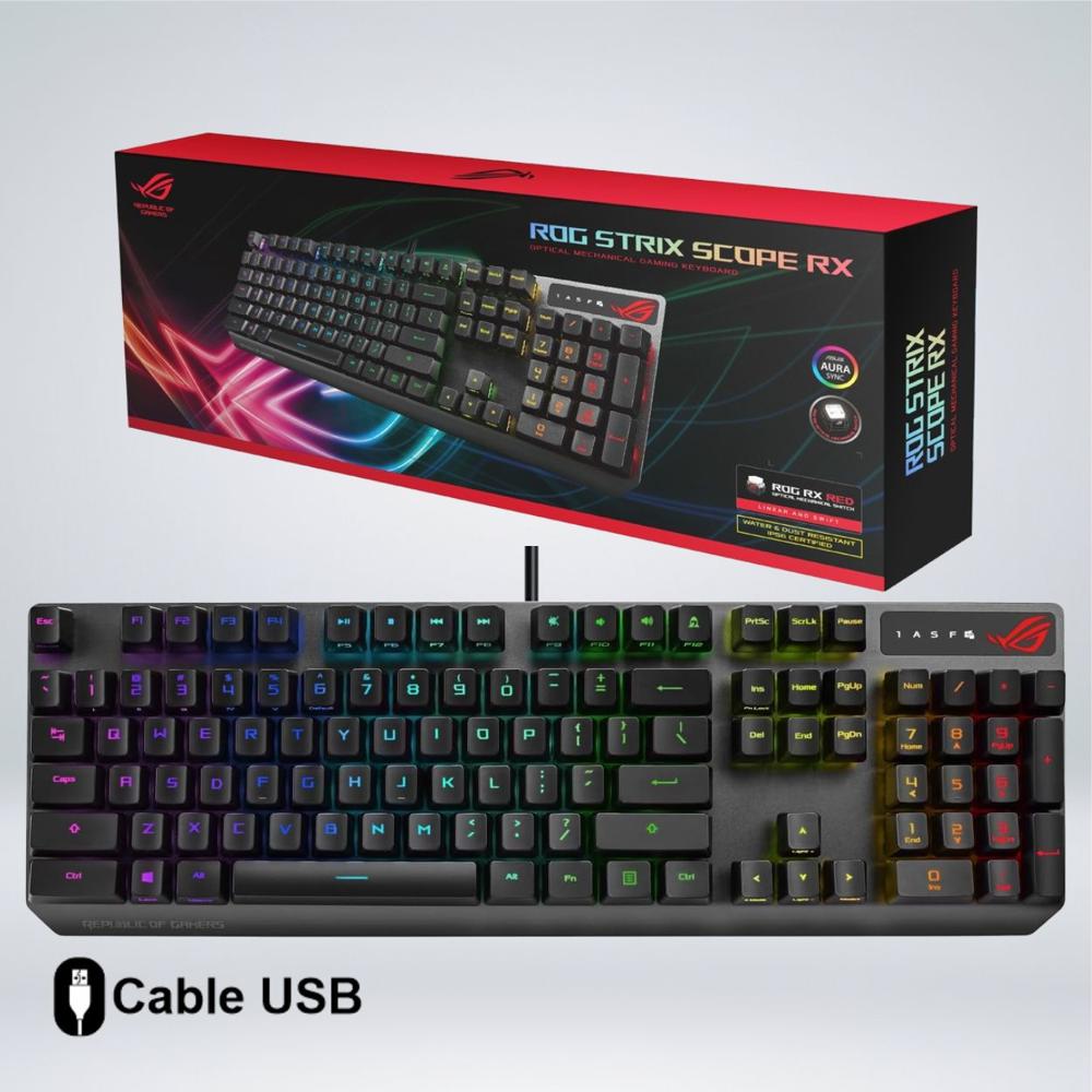 TECLADO GAMER ROG STRIX SCOPE RGB SWITCH OPTICOS ROG RX RED AURA SYNC
