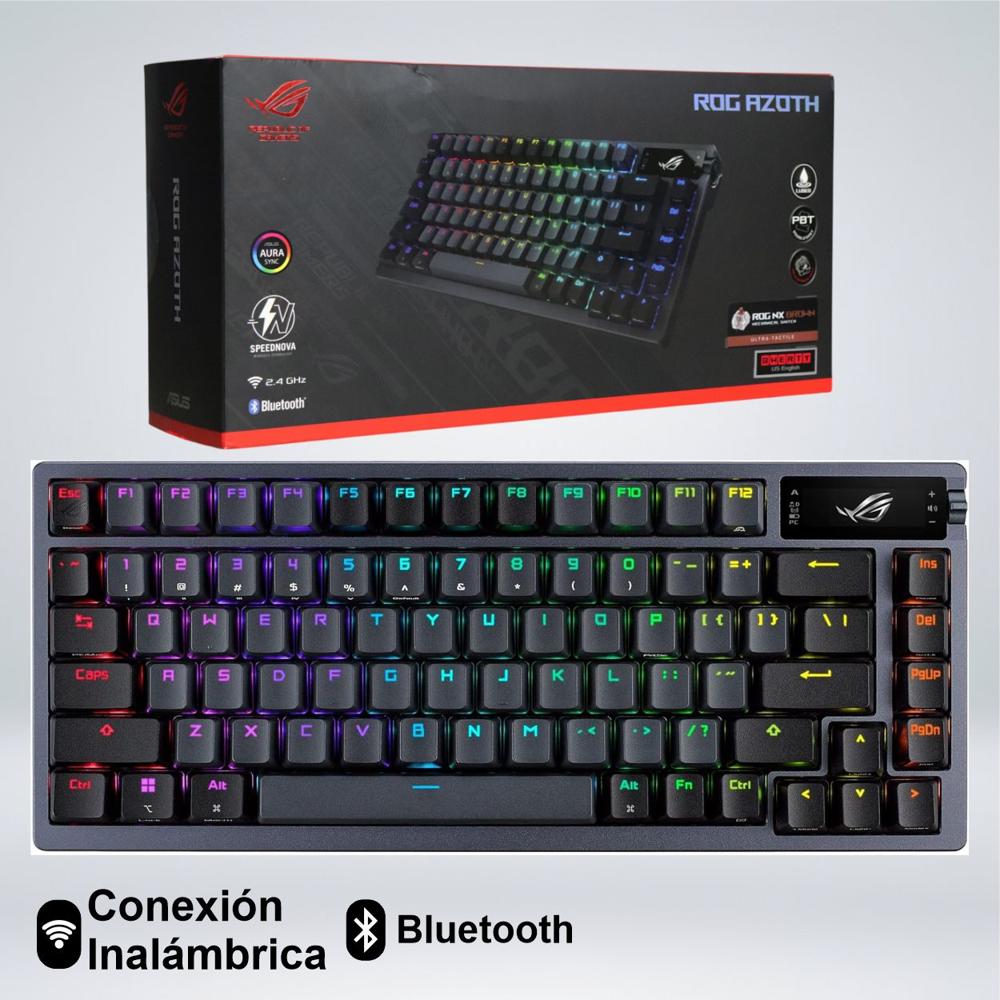 TECLADO GAMER ROG AZOTH RGB PANTALLA OLED SWITCH ROG NX RED INTERCAMBIABLE 75 PORCIENTO