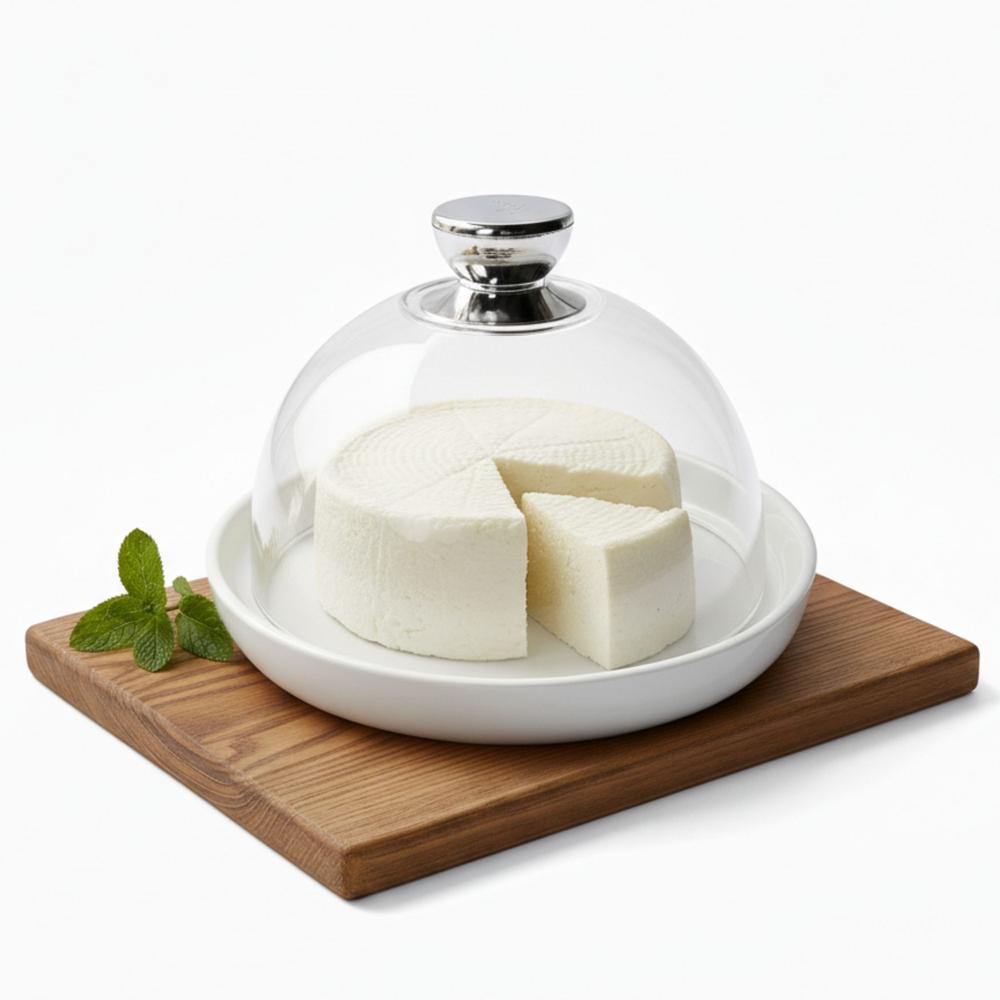 Quesera de Cerámica con Tapa Acrílica Transparente 18 cm Porta Queso