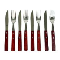 Set Cuchillo y Tenedor x 8 Plata/Madera Orange