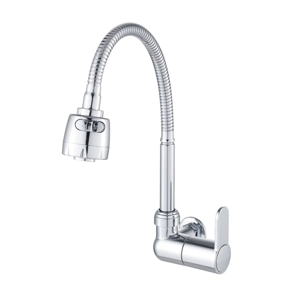 Llave de lavadero Pared Pico Flexible Cromado Metusa