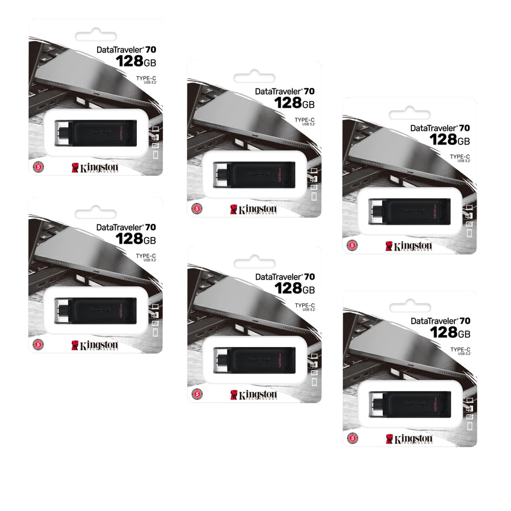 MEMORIA USB TIPO C KINGSTON 128GB KIT DE 6 UNIDADES