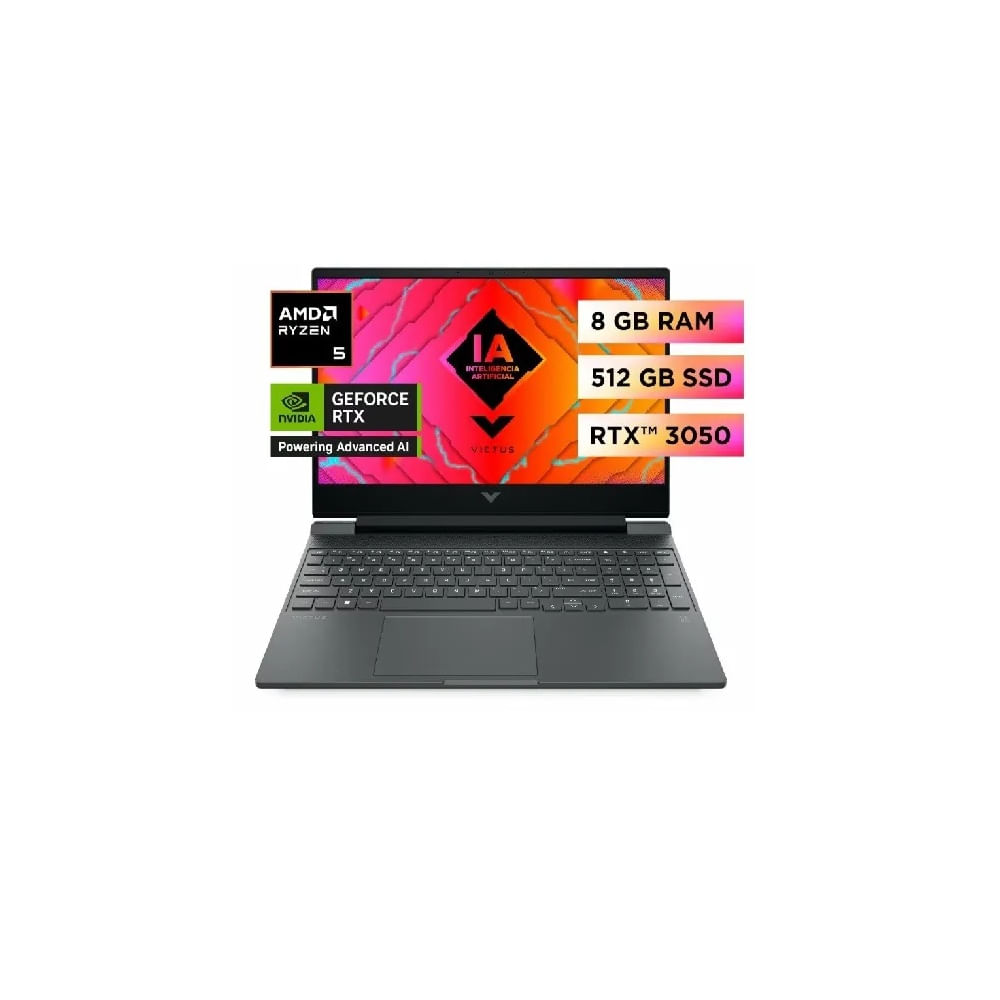 Laptop HP Victus 15-FB2002LA AMD Ryzen5-8645HS 8GB RAM 512GB SSD 15 FHD RTX3050-6GB WIN11