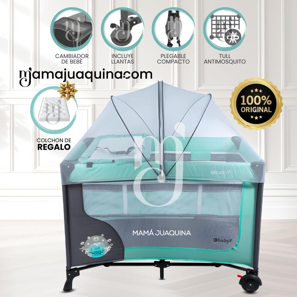 Combo Cuna Corral Premium HAPPY DREAM Green con Colchón de Regalo