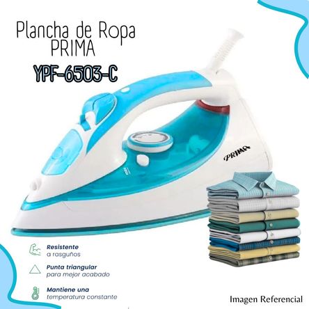 Plancha a Vapor Prima Con Base Cerámica Celeste YPF-6503-C Plancha a Vapor Prima Con Base Cerámica Celeste YPF-6503-C