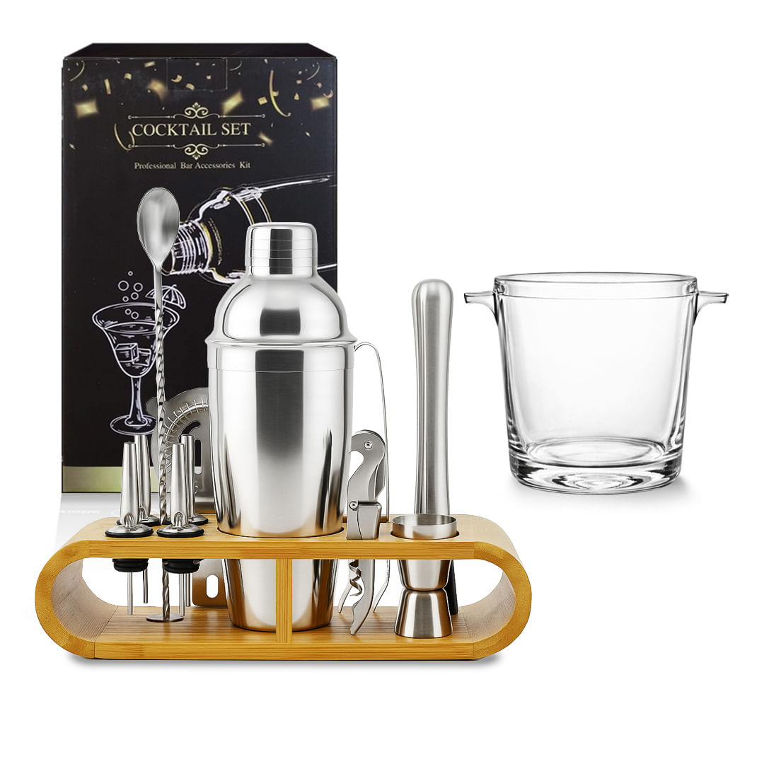 Set de Bar Profesional Deluxe x 12 Piezas de Acero Inox. con Hielera Cristar Artic 0310AL