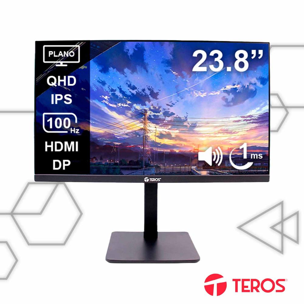 Monitor Teros Plano TE-2416CS 23.8” QHD IPS Cámara 5MP Parlantes HDMI DP