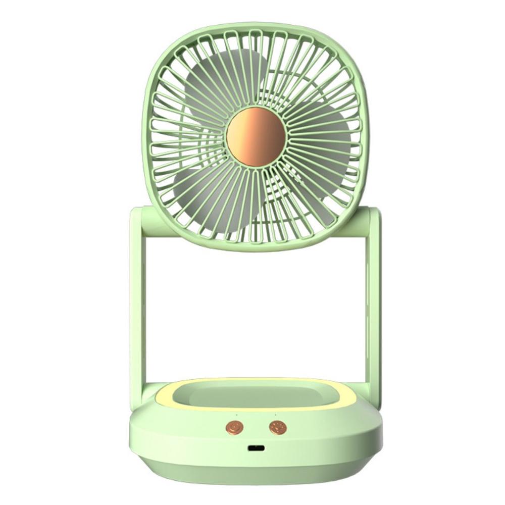 Ventilador Portátil de Escritorio Recargable USB Tipo C con Luz LED y 3 Velocidades Verde XHS-03