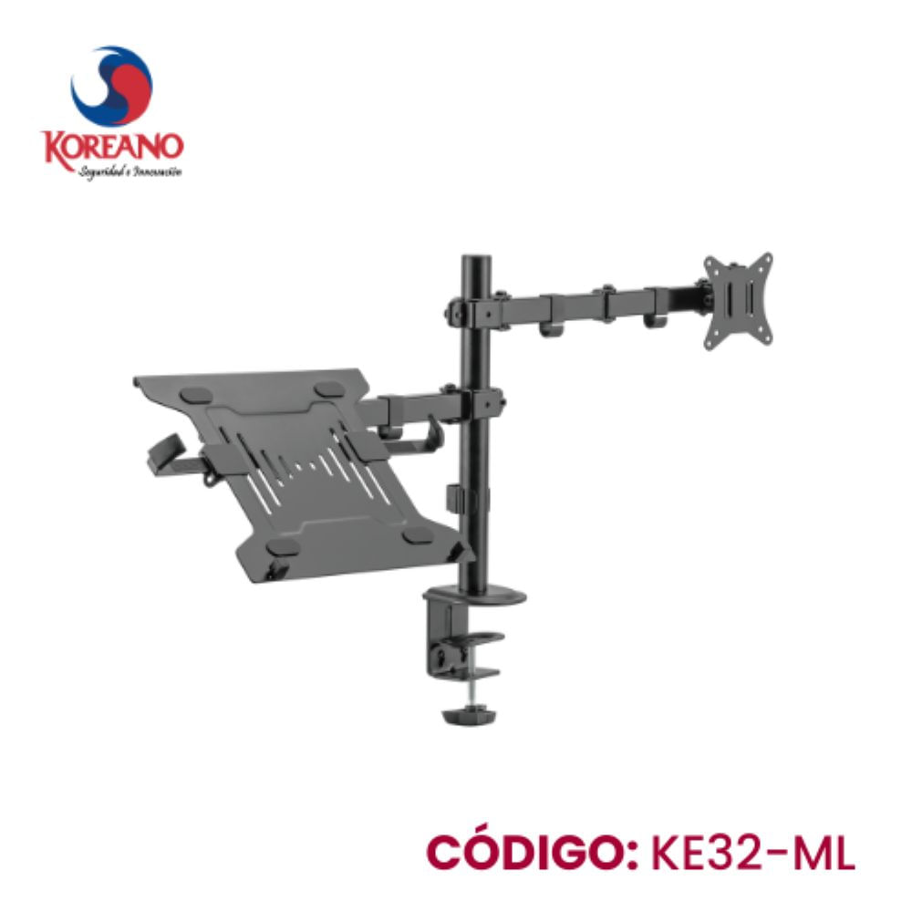 RACK DE ESCRITORIO ARTICULADO PARA MONITORES CON BANDEJA PARA LAPTOP - KE32-ML