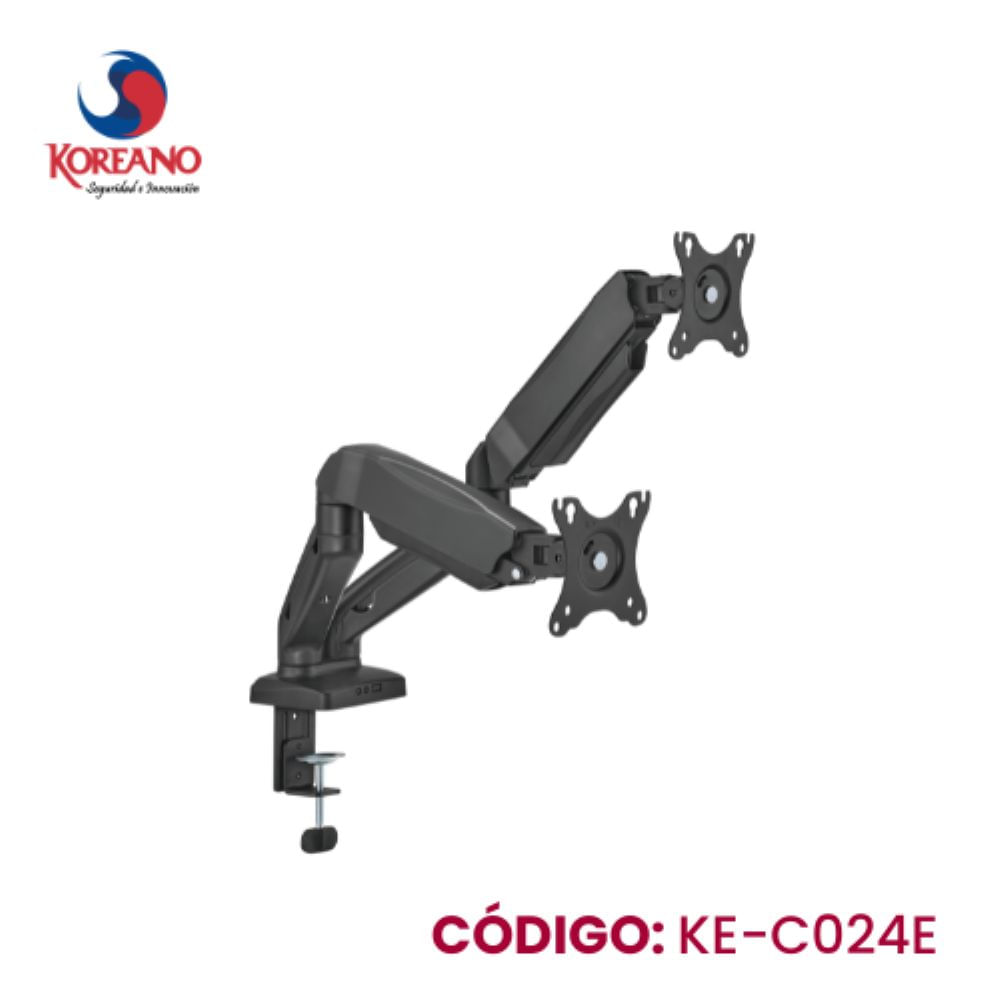 RACK DE ESCRITORIO ARTICULADO PARA DOS MONITORES HIDRAULICO DE 17 A 32- KE-C02
