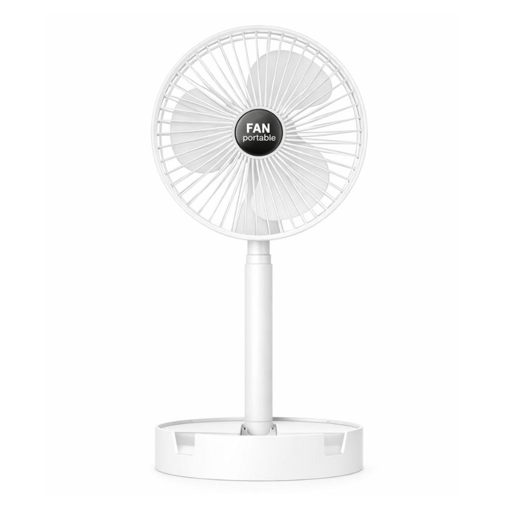 Ventilador Plegable USB Recargable Altura Ajustable Bajo Ruido con Soporte Celular KS-2102 Blanco