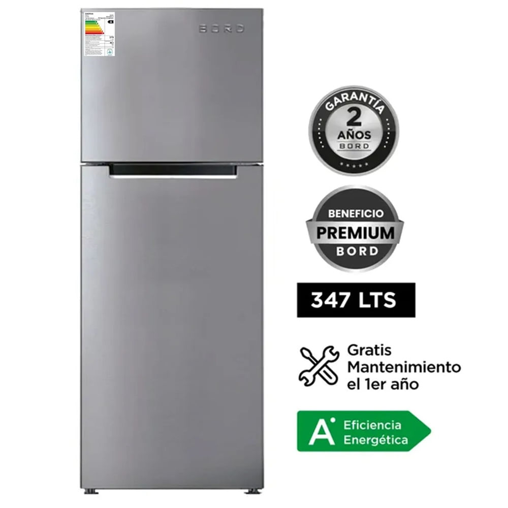 REFRIGERADORA BORD 347L NO FROST RE340NFI-H PLATEADA