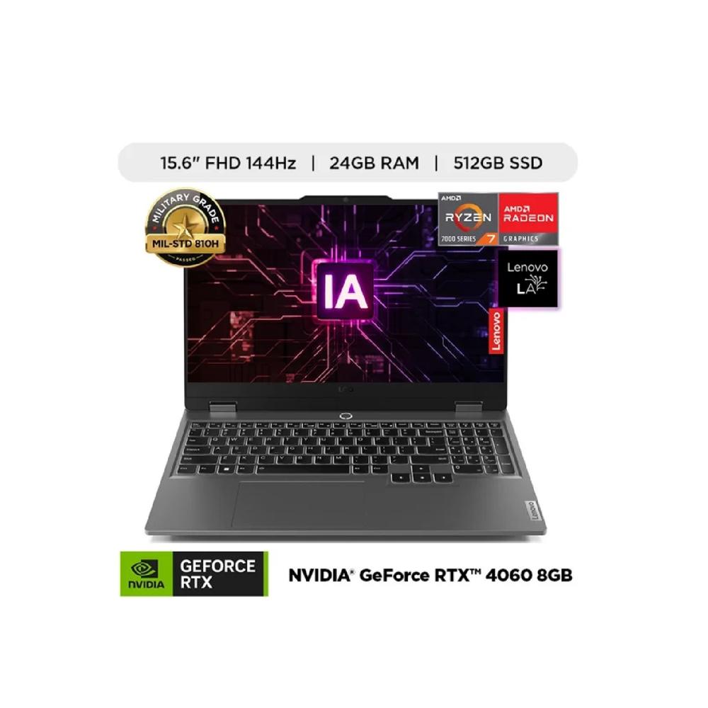 Lenovo LOQ 15.6 FHD AMD Ryzen 7 7435HS 24GB DDR5 512GB SSD RTX 4060 8GB GDDR6  Windows 11 Español