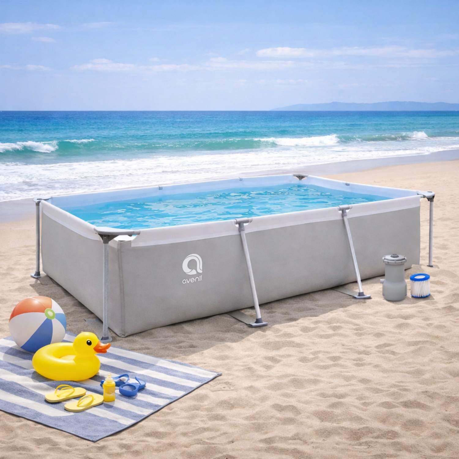 Piscina con Filtro 3701 L 65x207x300 cm Gris