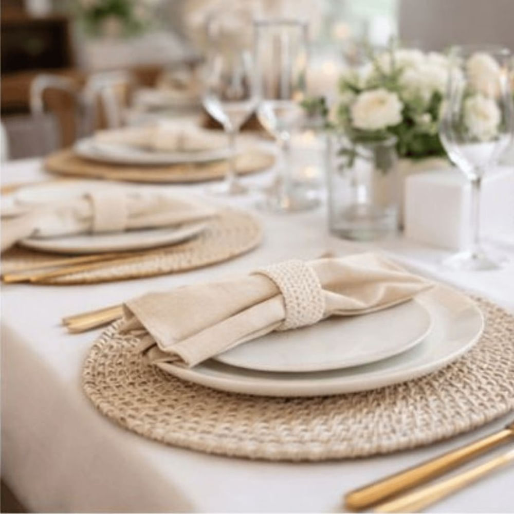 Aros de Servilleta Artesanales de Ratán Blanco – Set x 6 Unidades - Elegancia Natural