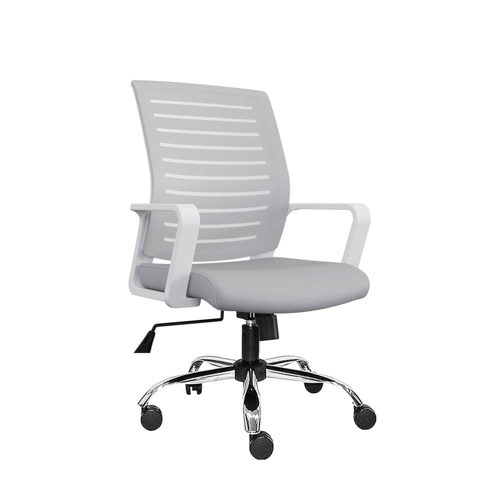 Silla Ergonómica Onix Gerente Cromado Blanco y Gris Ofideas