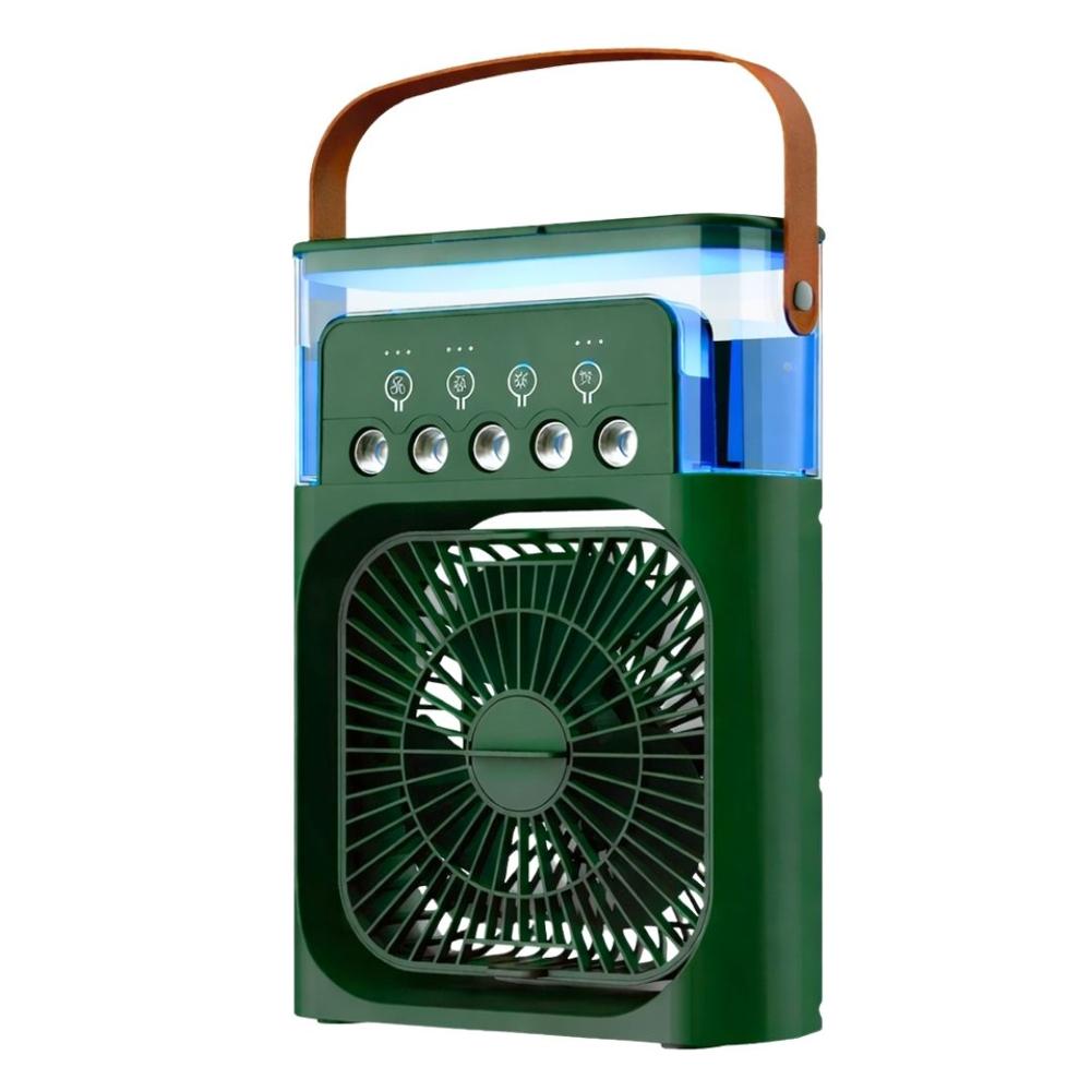 Ventilador Enfriador de Aire Portátil USB con Humidificador Luz LED y Temporizador KS-2027 Verde