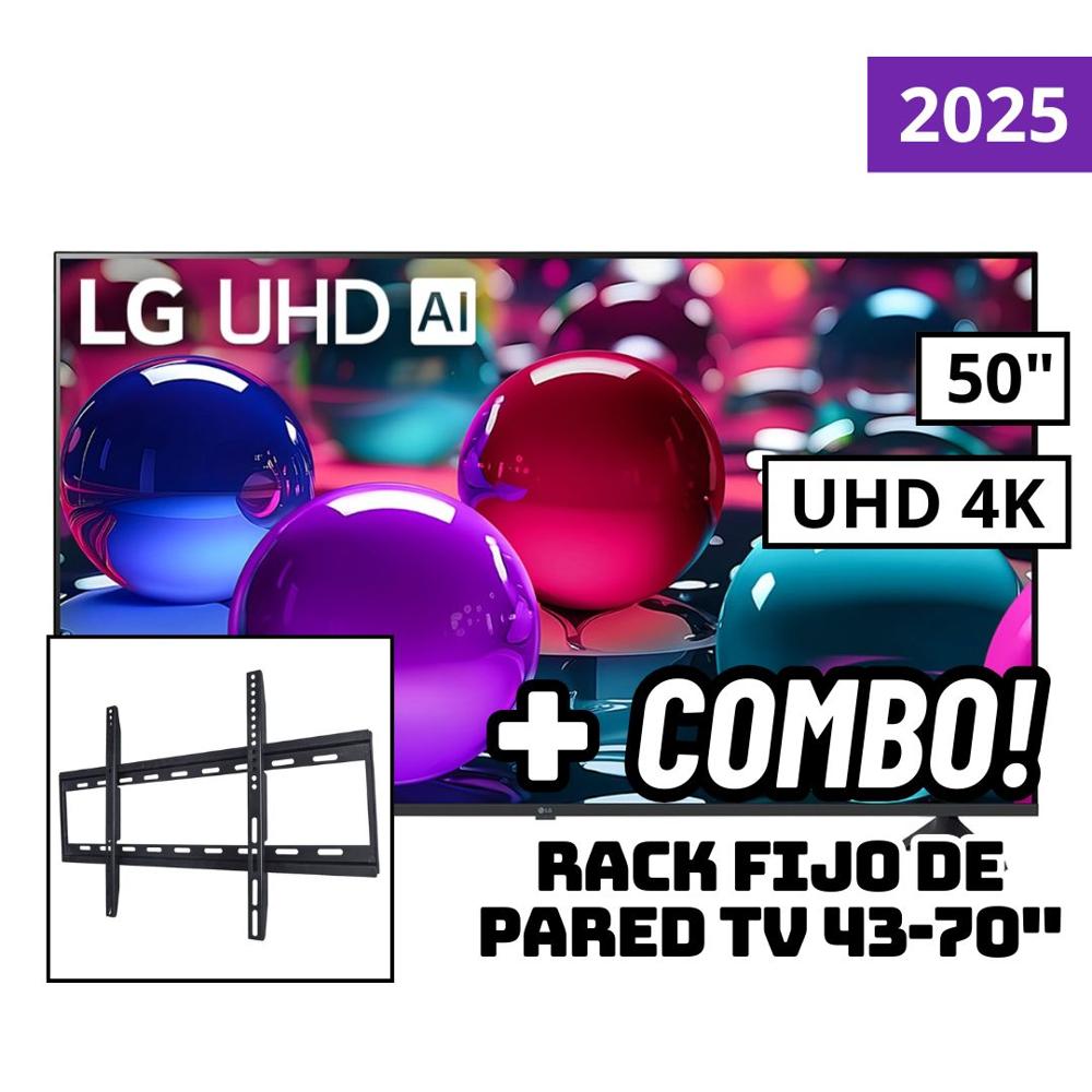 TELEVISOR LG 50 SMART TV THINQ AI WEBOS HUB 4K UHD LED 2025 - 50UA7300PSB + RACK FIJO