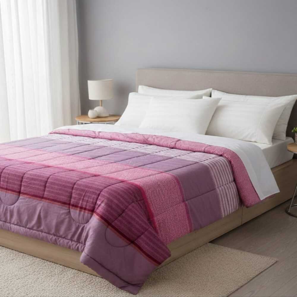 EDREDON ESTAMPADO FUCSIA 2PLZ ALONDRA