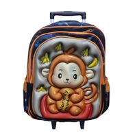 Mochila con Ruedas para Niños y Niñas Multipack 3 en 1 Diseño Monito Regreso a Clases