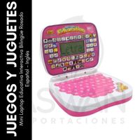 Mini Laptop Educativa Interactiva Bilingüe Rosado Español - Inglés