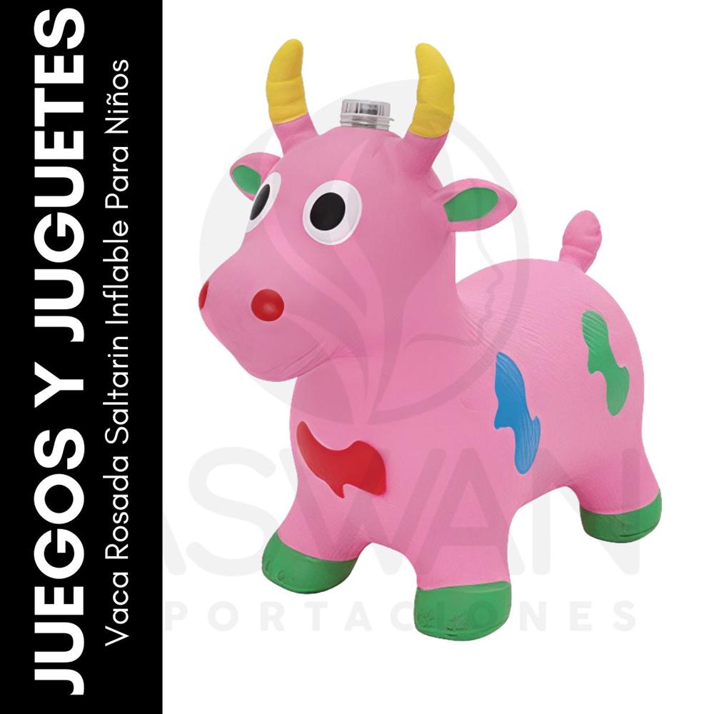 Vaca Rosada Saltarin Inflable Para Niños