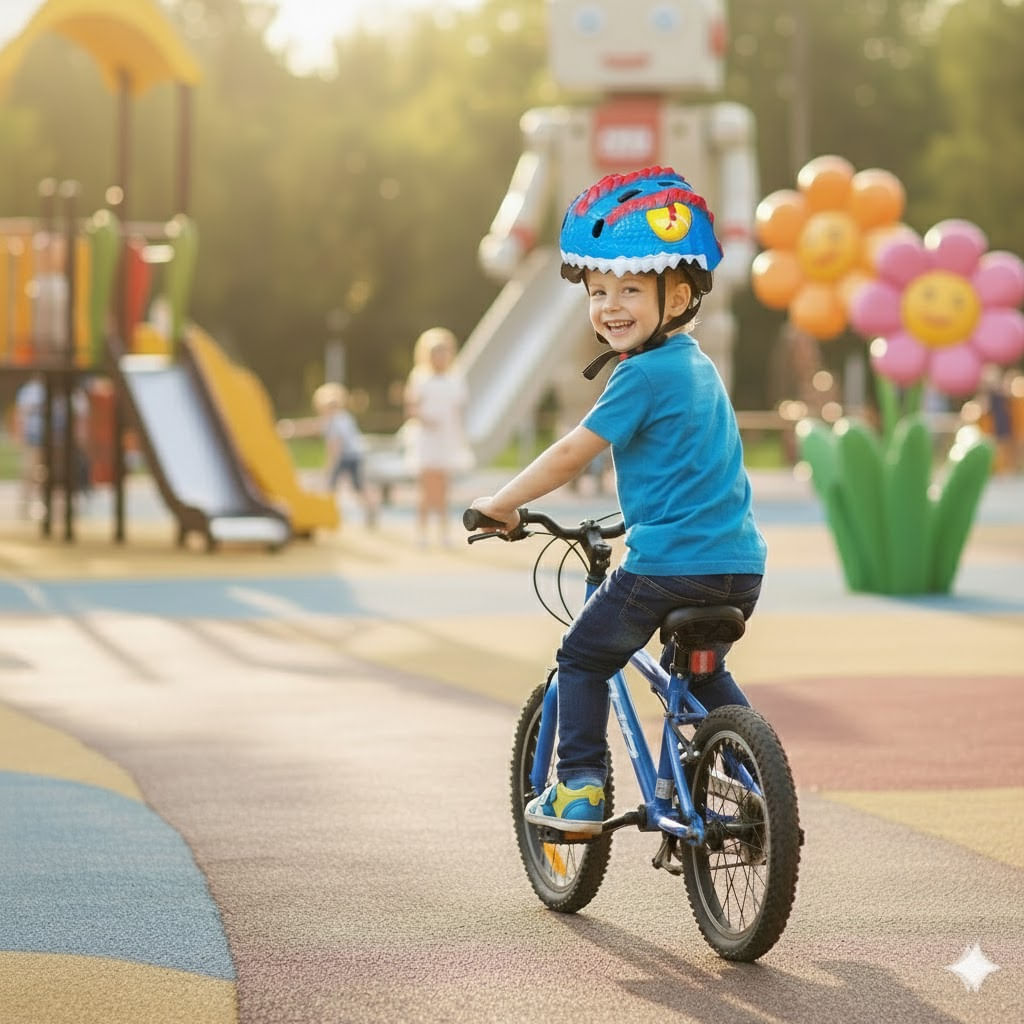 Casco de bicicleta para niños Dinosaurio Azul