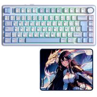 Teclado Aula F75 RGB Inalambrico White Cyan Switch Reaper y Mouse Pad Redragon AK1S